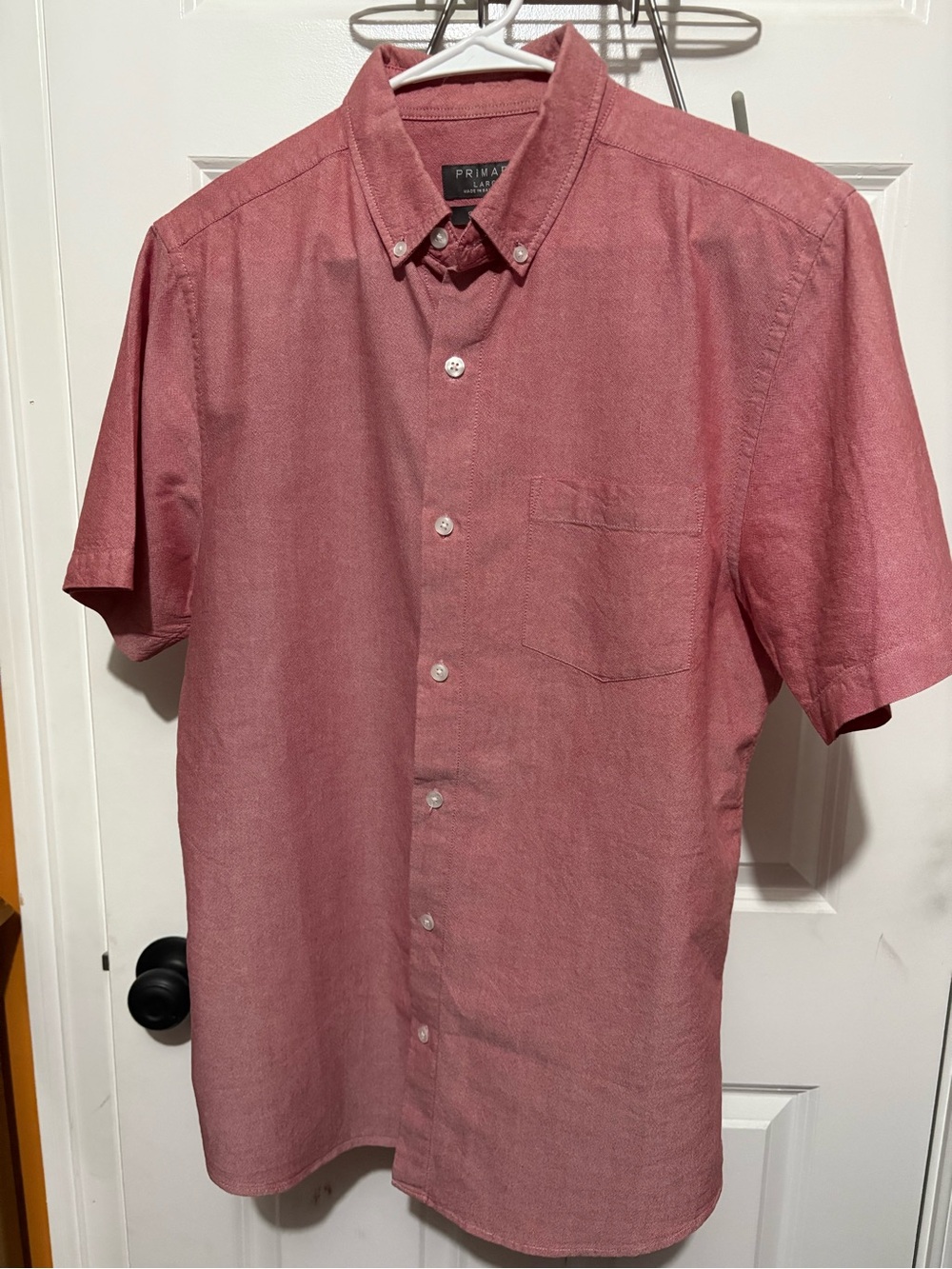 Primark Men's Button-Down Short Sleeve Shirt in Dusty Rose